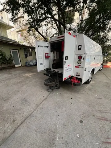 Magnet Plumbing service vehicle on-site for Sewer Line Repair in Brownville